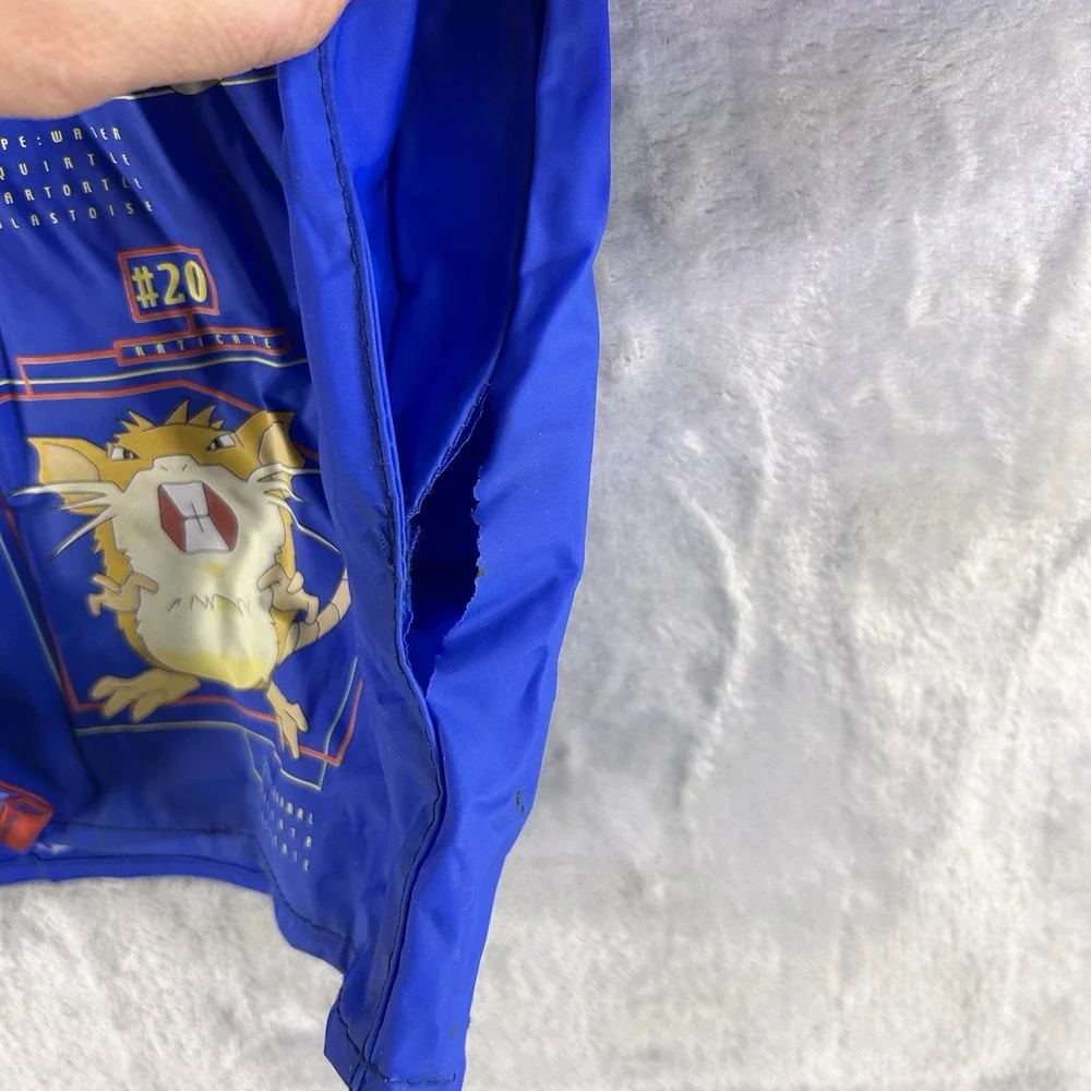 Vintage Pokemon Kids Raincoat‎ Sz 5 Rain Blue Jacket 1990's Retro Gamer READ